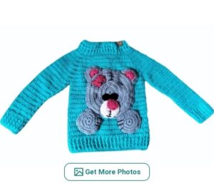 Girls Sky Blue Woolen Sweater